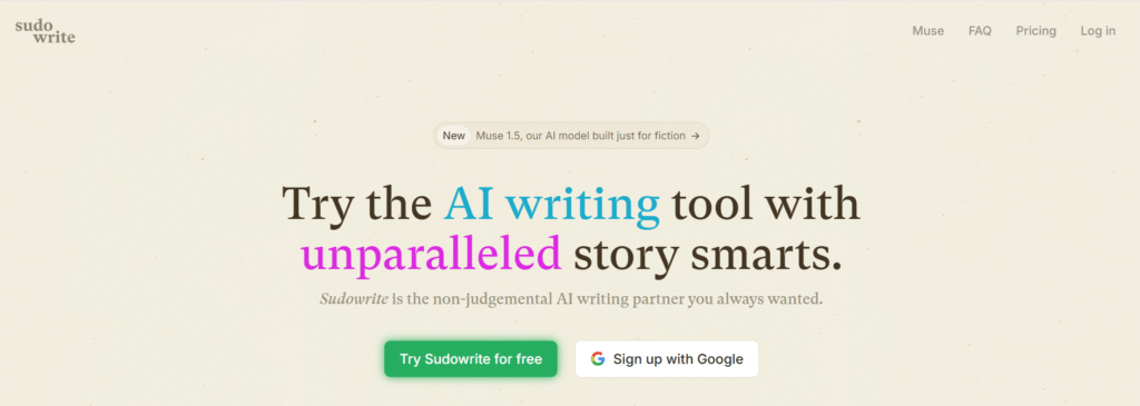 SudoWrite for authors and writers writing fiction